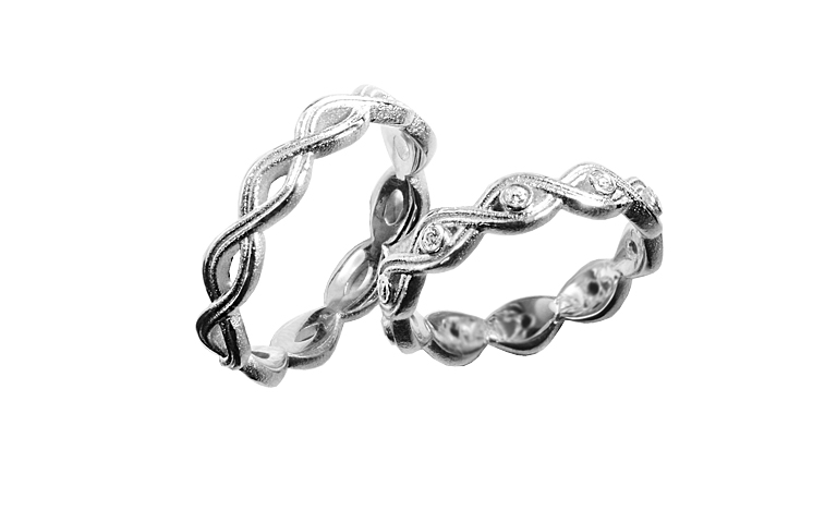 45411+45412-wedding rings, white gold 750 with brillants
